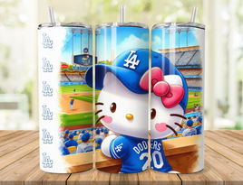 20oz Dodgers Kitty Sublimation Tumbler Wrap EXCLUSIVE