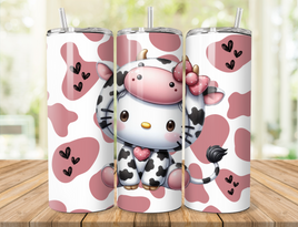 20oz UV DTF Tumbler Wrap Cow Kitty