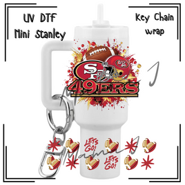 49ers UV DTF Mini Stanley Key Chain Wrap