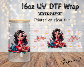 UV DTF Aloha Lilo & Stitch Libbey Wrap 16oz