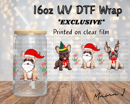 Christmas Frenchie Libbey Wrap 16oz UV DTF