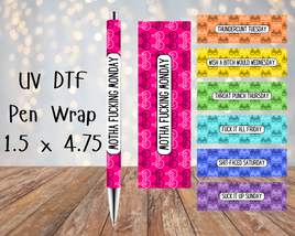 Day's Of The Week Bundle Middle Finger UV DTF Pen Wrap