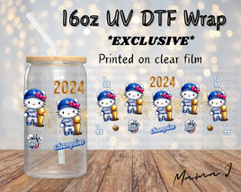 Dodgers 2024 Champions UV DTF Libbey Wrap 16oz