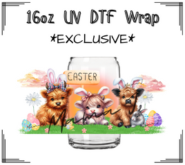 Easter Sunrise Baby Cows UV DTF Libby Wrap 16oz
