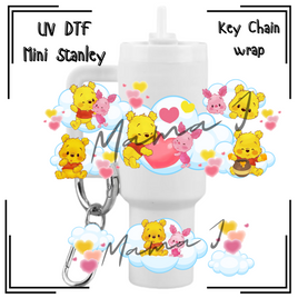 Fluffy Pooh & Piglet UV DTF Mini Stanley Key Chain Wrap