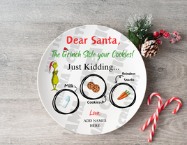 Grinch Stole Your Cookies PERSONALIZED Santa Tray UV DTF Round