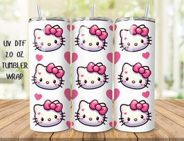 20oz UV DTF Tumbler Wrap Hello Kitty & Hearts