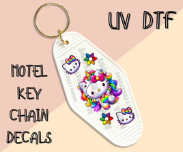 HK Rainbow Unicorn UV DTF Motel Key Chain Decal