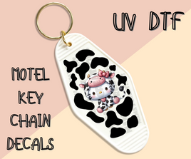 HK Spotted Cow UV DTF Motel Key Chain Decal