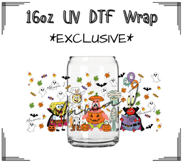 Halloween Spongebob UV DTF Libby Wrap 16oz