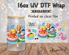 UV DTF Summertime Pooh & Friends Libbey Wrap 16oz