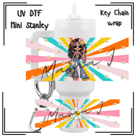 Hippy Girl UV DTF Mini Stanley Key Chain Wrap