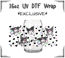 Pastel Hearts Kuromi UV DTF Libby Wrap 16oz
