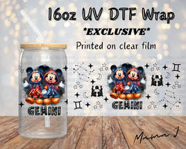 UV DTF Mickey Gemini Zodiac Sign Libbey Wrap 16oz