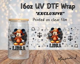 UV DTF Mickey Libra Zodiac Sign Libbey Wrap 16oz