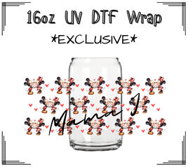 Kissing Mickey & Minnie Red Hearts UV DTF Libby Wrap 16oz