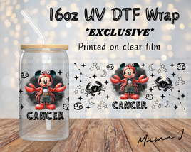 UV DTF Mickey Cancer Zodiac Sign Libbey Wrap 16oz