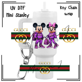 Mickey & Minnie Purple Gucci UV DTF Mini Stanley Key Chain Wrap