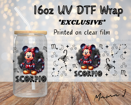 UV DTF Mickey Scorpio Zodiac Sign Libbey Wrap 16oz