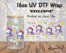 Rainbow Kitty Unicorn Libbey Wrap 16oz