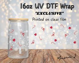 Red Candy Canes and Coco UV DTF Libby Wrap 16oz