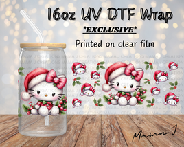 UV DTF Santa Kitty Libbey Wrap 16oz