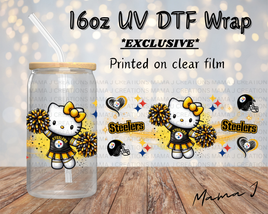 UV DTF Steelers Cheerleader Kitty Libbey Wrap 16oz