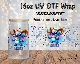 UV DTF Stitch Aries Zodiac Sign Libbey Wrap 16oz