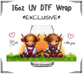 Cute Baby Valentine Cows UV DTF Libby Wrap 16oz