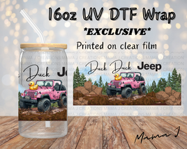 Pink Duck Duck Jeep UV DTF Libby Wrap 16oz