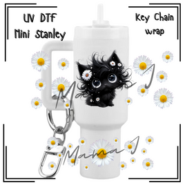 Black Caty & Daisy's UV DTF Mini Stanley Key Chain Wrap