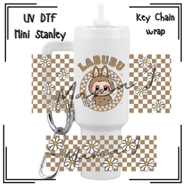 Brown Labubu UV DTF Mini Stanley Key Chain Wrap
