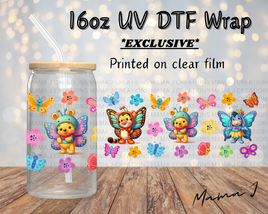 UV DTF Pooh & Friends Butterflies Libbey Wrap 16oz