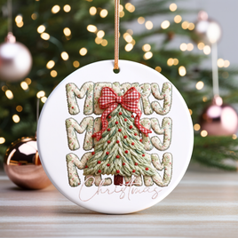 Merry Christmas Yarn Tree  UV DTF Christmas Ornament Decal