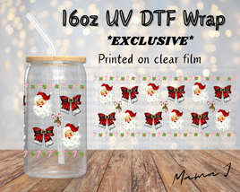 Classic Santa & Bows UV DTF Libby Wrap 16oz