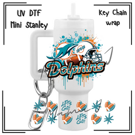 Dolphins UV DTF Mini Stanley Key Chain Wrap