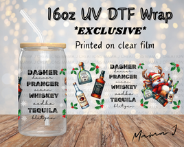 UV DTF Drunken Reindeer Libbey Wrap 16oz