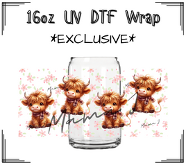 Baby Cow Floral UV DTF Libby Wrap 16oz