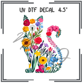 Floral Cat UV DTF Decal