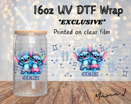 UV DTF Stitch Gemini Zodiac Sign Libbey Wrap 16oz