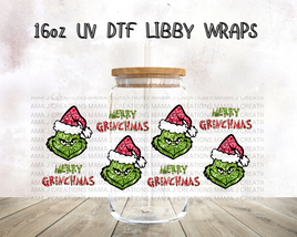 Glitter Merry Grinchmas UV DTF Libby Wrap 16oz