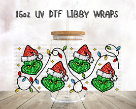 Glitter Red Grinch UV DTF Libby Wrap 16oz