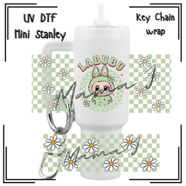 Green Labubu UV DTF Mini Stanley Key Chain Wrap