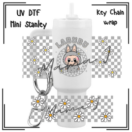 Grey Labubu UV DTF Mini Stanley Key Chain Wrap