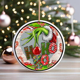 Grinch Ho Ho Ho UV DTF Christmas Ornament Decal