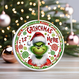 Grinchmas Is Here UV DTF Christmas Ornament Decal