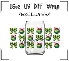 Grinchy Bows & Bulbs UV DTF Libby Wrap 16oz
