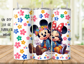 20oz UV DTF Tumbler Wrap Groovy Mickey & Minnie