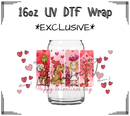 Happy Valentines Day Grinch, Cindy & Max UV DTF Libby Wrap 16oz