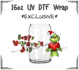 Happy Valentines Day Grinch UV DTF Libby Wrap 16oz